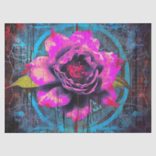 Vintag gotische Neon Pink Rose Decoupage Seidenpapier