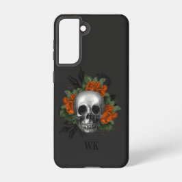 Vintag-gotische Orange-Rose Skull Monogramm Samsung Galaxy Hülle