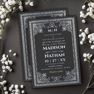 Vintag-gotische Silberhochzeit - Einladung