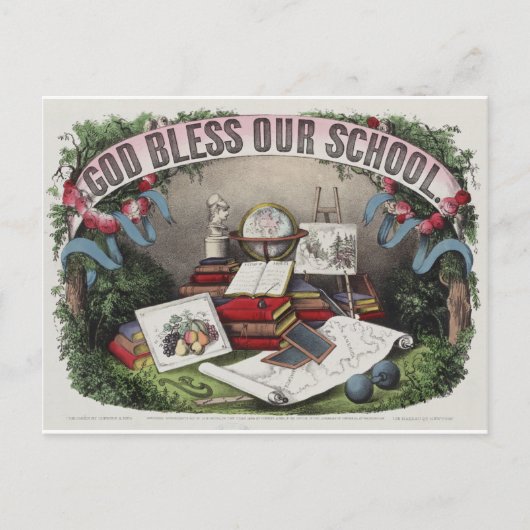 Vintag: Gott segne unsere Schulen Postkarte (Vorderseite)