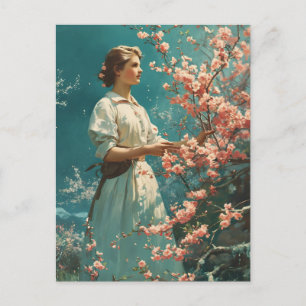 Vintag Grace under Cherry Blossom Postkarte