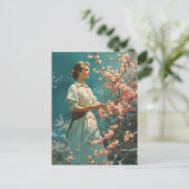 Vintag Grace under Cherry Blossom Postkarte (Stehend Vorderseite)