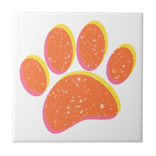 Vintag Grainy Dog Pawprint Fliese (Vorderseite)