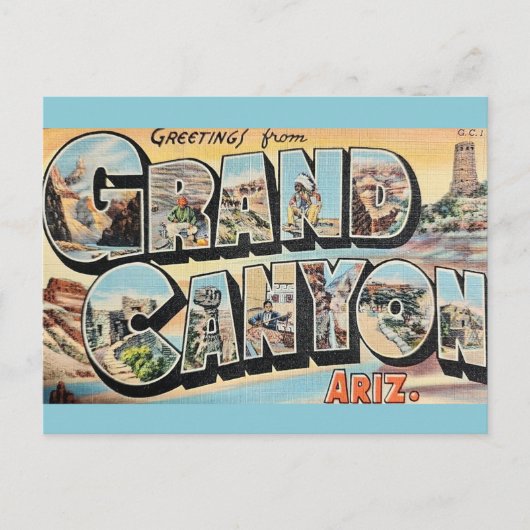 Vintag Grand Canyon Grußkarte Postkarte (Vorderseite)