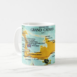 Vintag Grand Cayman Karte Kaffeetasse
