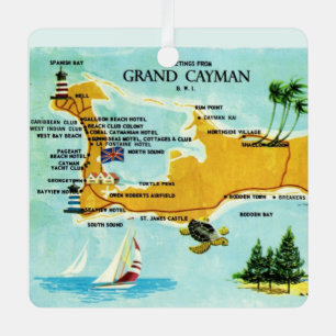 Vintag Grand Cayman Karte Ornament Aus Metall
