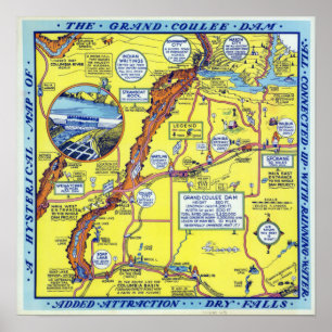 Vintag Grand Coulee Dam Hysterical Poster