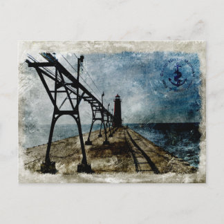 Vintag Grand Haven Lighthouse Postkarte