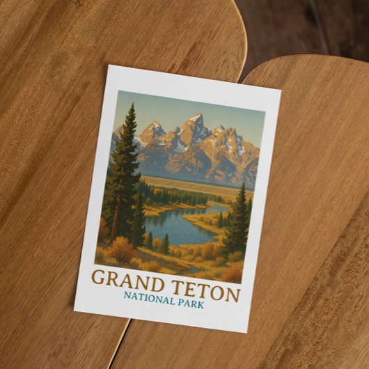 Vintag Grand Teton Nationalparkreise Postkarte