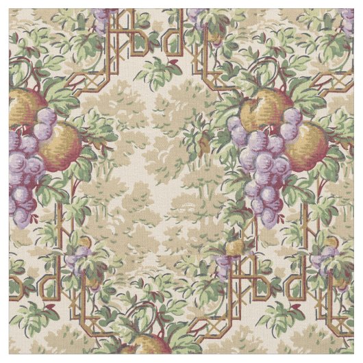 Vintag Grapevine & Fruchtgarten Trellis Muster Stoff (Nahaufnahme)