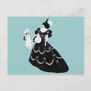 Vintag Graphic Bold Aubrey Beardsley Woman Man Postkarte
