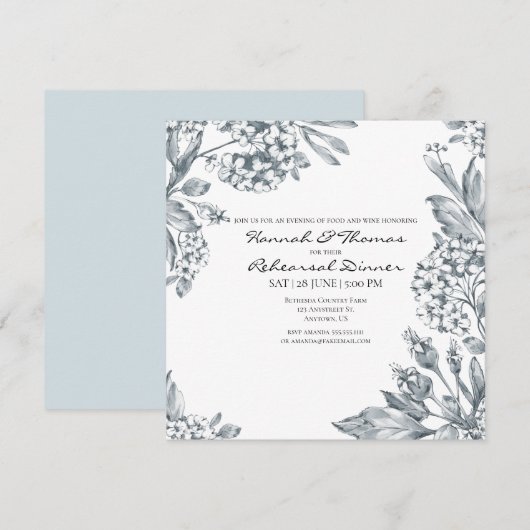 Vintag Grau Botanische Probe Einladung (Vorne/Hinten)