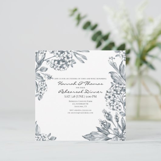 Vintag Grau Botanische Probe Einladung (Stehend Vorderseite)