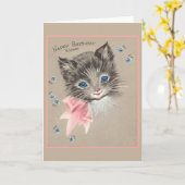 Vintag Grau Kitten Geburtstagskarte Karte (Gelbe Blume)