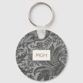 Vintag-graue botanische Monogramm Schlüsselanhänger (Vorderseite)