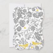 Vintag-Graue-Gelbe-Blütenvogel Hochzeit Einladung (Rückseite)
