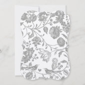 Vintag-Graue-Gelbe-Blütenvogel Hochzeit Einladung (Rückseite)