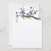 Vintag Grauvögel Royal Blue Cherry Blossom Einladung (Rückseite)