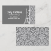 Vintag Gray Damask Paris Visitenkarte (Vorne/Hinten)