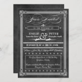 Vintag Gray Damask Poster Style Wedding Einladung (Vorne/Hinten)