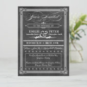 Vintag Gray Damask Poster Style Wedding Einladung (Stehend Vorderseite)