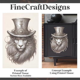 Vintag Gray Elegant Steampunk Lion E3M Decoupage Seidenpapier