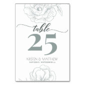 Vintag Gray Moderne Blumenzitat Hochzeit Tischnummer (Rückseite)