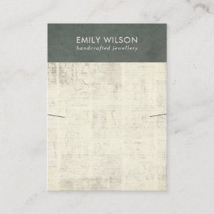 VINTAG GRAY OLD NEWSPAPER NECKLACE BAND DISPLAY B VISITENKARTE