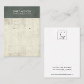 VINTAG GRAY OLD NEWSPAPER STUD EARRING DISPLAY VISITENKARTE (Vorne/Hinten)