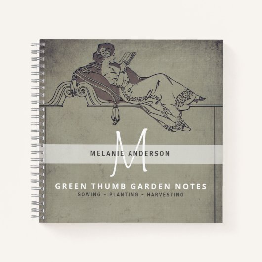Vintag Gray Secret Garden Gardeners Journal Notizblock (Vorderseite)