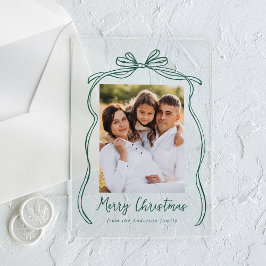 Vintag Green Bow Frohe Weihnachts-Foto Acryleinladungen