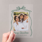 Vintag Green Bow Frohe Weihnachts-Foto Acryleinladungen (Insitu (Handheld))