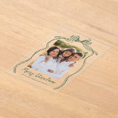Vintag Green Bow Frohe Weihnachts-Foto Acryleinladungen (Ablage )