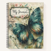Vintag Green Butterfly Collage Journal Notizblock (Vorderseite)