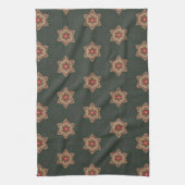 Vintag Green Christmas Holly Celtic Star Pattern Geschirrtuch (Vertikal)