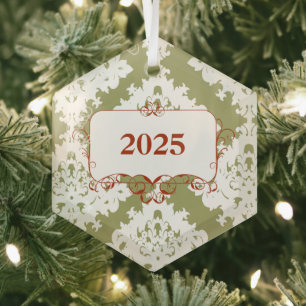 Vintag Green Damask Weihnachtsschmuck