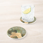 Vintag Green Emerald Temptress Art Nouveau Mucha Getränkeuntersetzer (Seite)