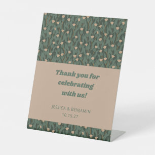 Vintag Green Floral Boho Wedding Custom Vielen Dan Sockelschild