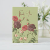 Vintag Green Floral Dankeschön Karte (Stehend Vorderseite)