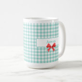 Vintag Green Gingham Bow Tasse (VorderseiteRechts)