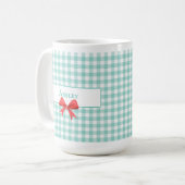 Vintag Green Gingham Bow Tasse (Vorderseite Links)