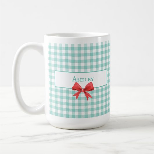 Vintag Green Gingham Bow Tasse (Links)
