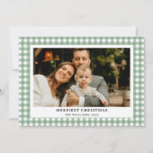 Vintag Green Gingham Kariert Foto Weihnachten (Vorderseite)