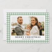 Vintag Green Gingham Kariert Foto Weihnachten (Vorderseite)