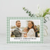 Vintag Green Gingham Kariert Foto Weihnachten (Stehend Vorderseite)