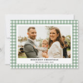Vintag Green Gingham Kariert Foto Weihnachten (Vorderseite)