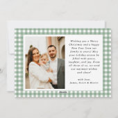 Vintag Green Gingham Kariert Foto Weihnachten (Rückseite)