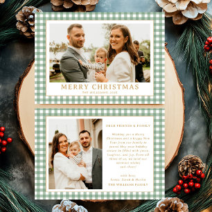 Vintag Green Gingham Kariert Foto Weihnachten