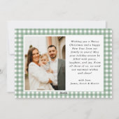 Vintag Green Gingham Kariert Foto Weihnachten (Rückseite)