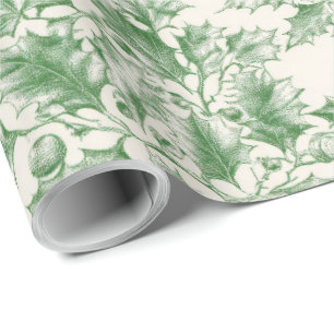 Vintag Green Holly Decoupage Geschenkpapier